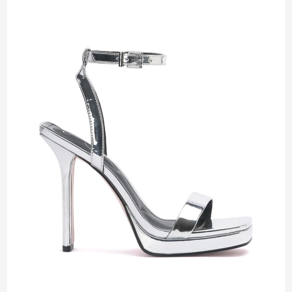 Jessica Simpson Adonia | Metallic Silver Open Toe Heels | Size 9